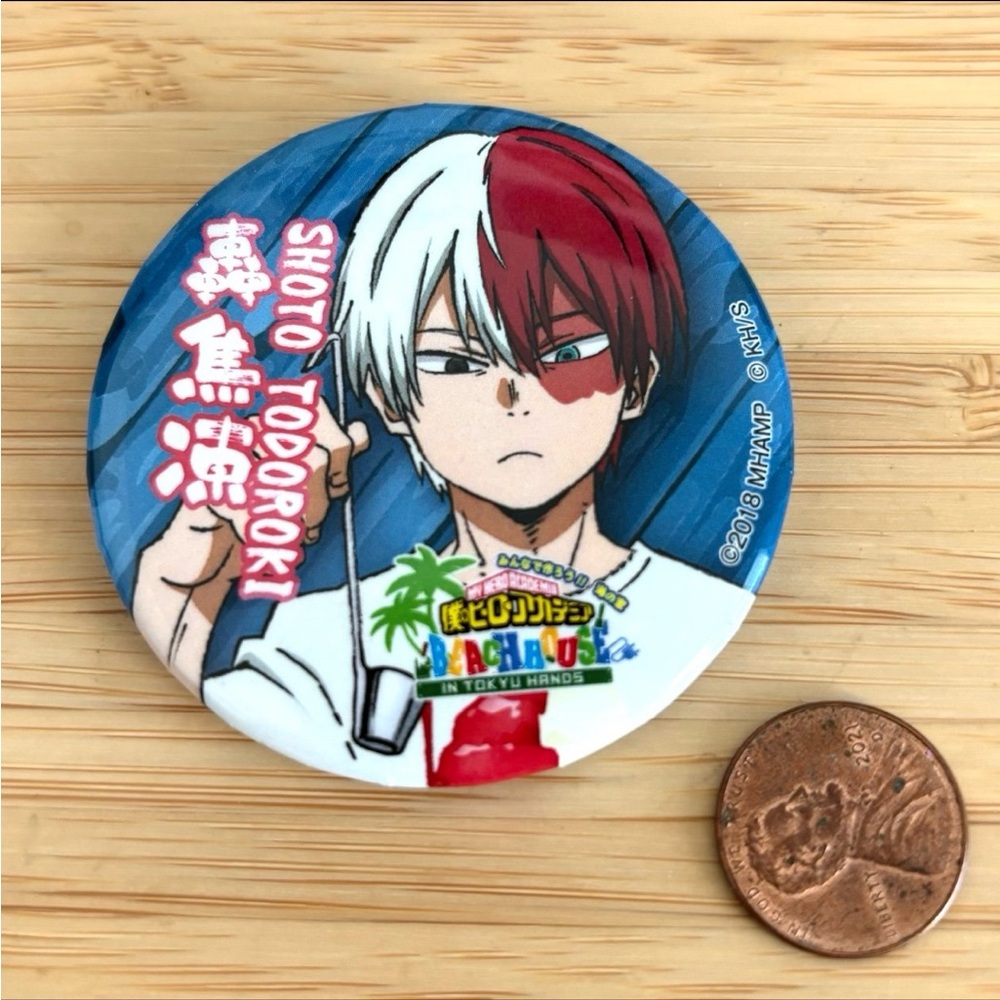 Rare limited edition my hero academia Todoroki beach house can badge